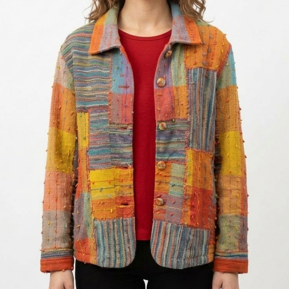 TravelSmith Vintage 70s Multicolor Patchwork Jacket Sz Large